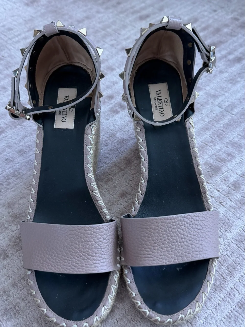 Valentino Garavani Light Mauve Studded Ankle-Strap Sandals
